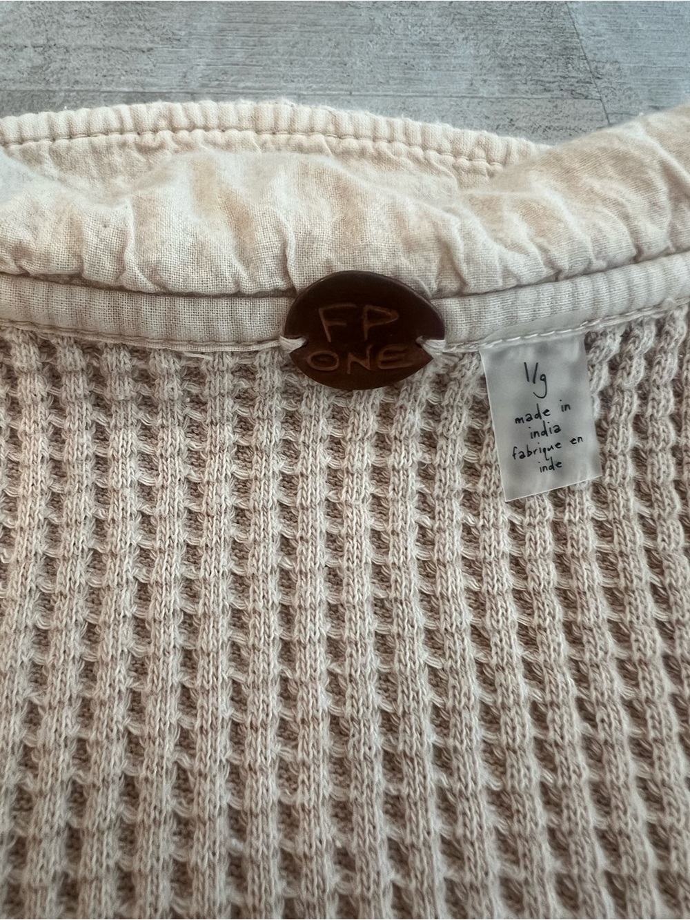 Women's Washed Cream Button-Up Waffle Shirt - Picture 2 of 3